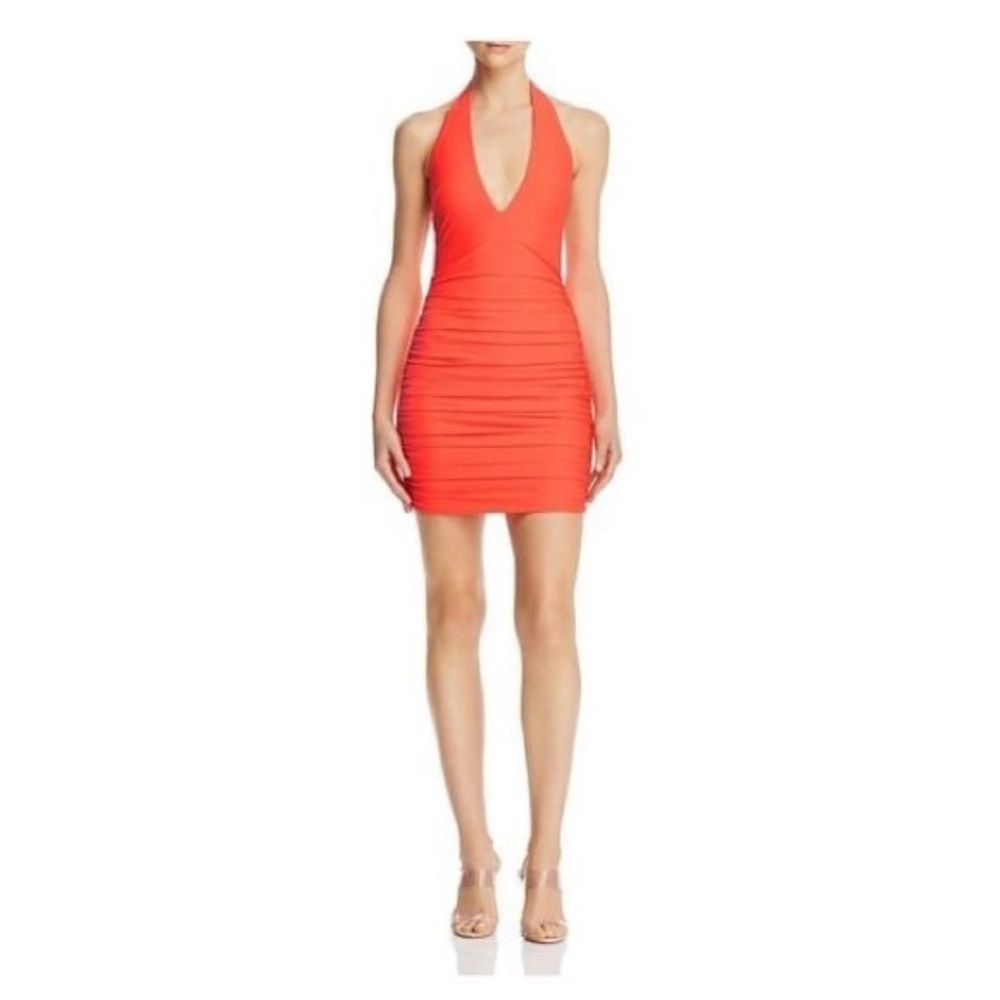 Tiger Mist Mini Halter Dress. Women's size small. Bright orange